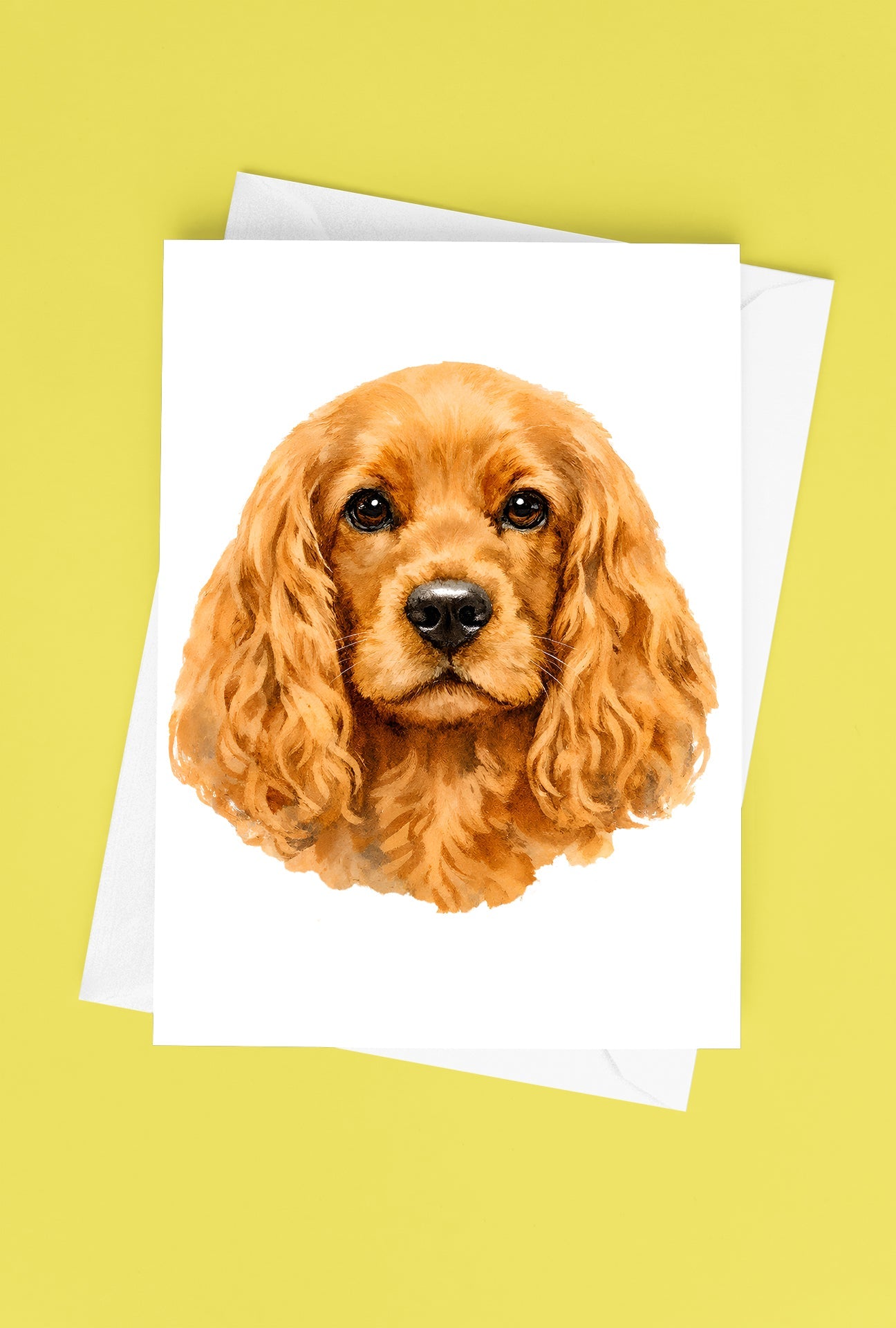 Cocker Spaniel Watercolor Print Dog Notecard | 4x6 Blank Inside | Cute Pet Lover Stationery