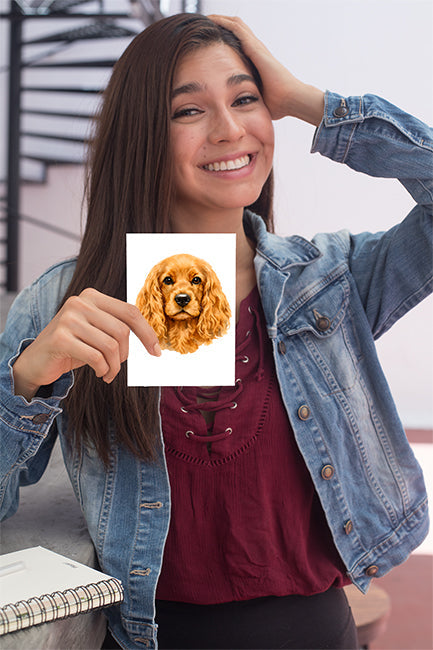 Cocker Spaniel Watercolor Print Dog Notecard | 4x6 Blank Inside | Cute Pet Lover Stationery