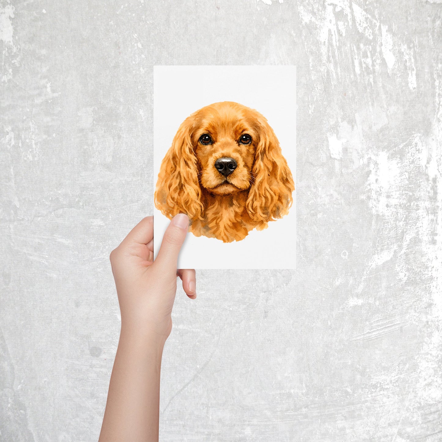 Cocker Spaniel Watercolor Print Dog Notecard | 4x6 Blank Inside | Cute Pet Lover Stationery