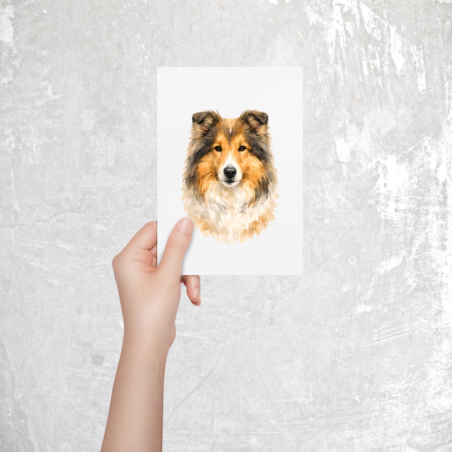 Collie Watercolor Print Dog Notecard | 4x6 Blank Inside | Cute Pet Lover Stationery