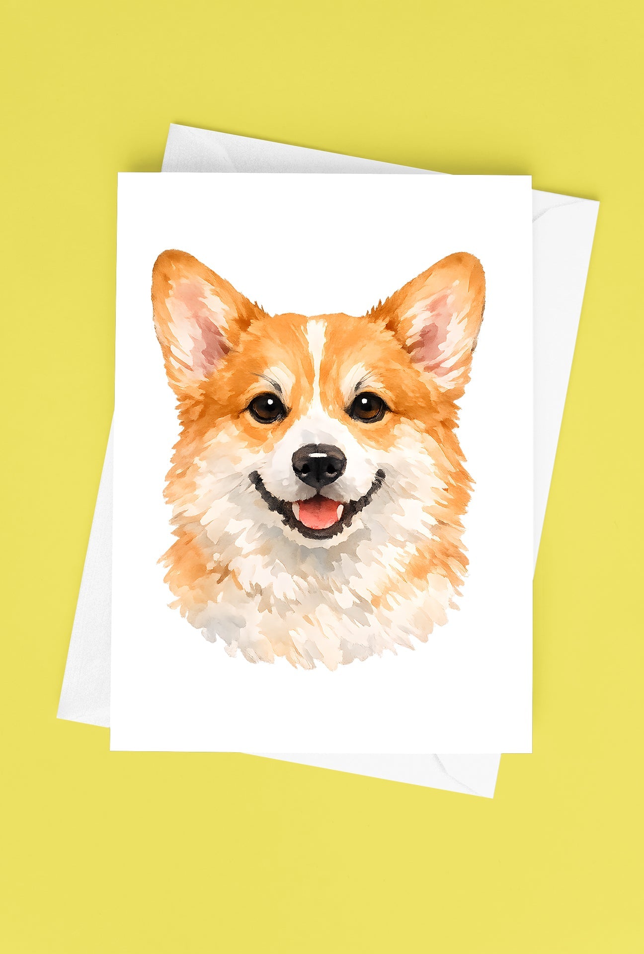 Corgi Watercolor Print Dog Notecard | 4x6 Blank Inside | Cute Pet Lover Stationery