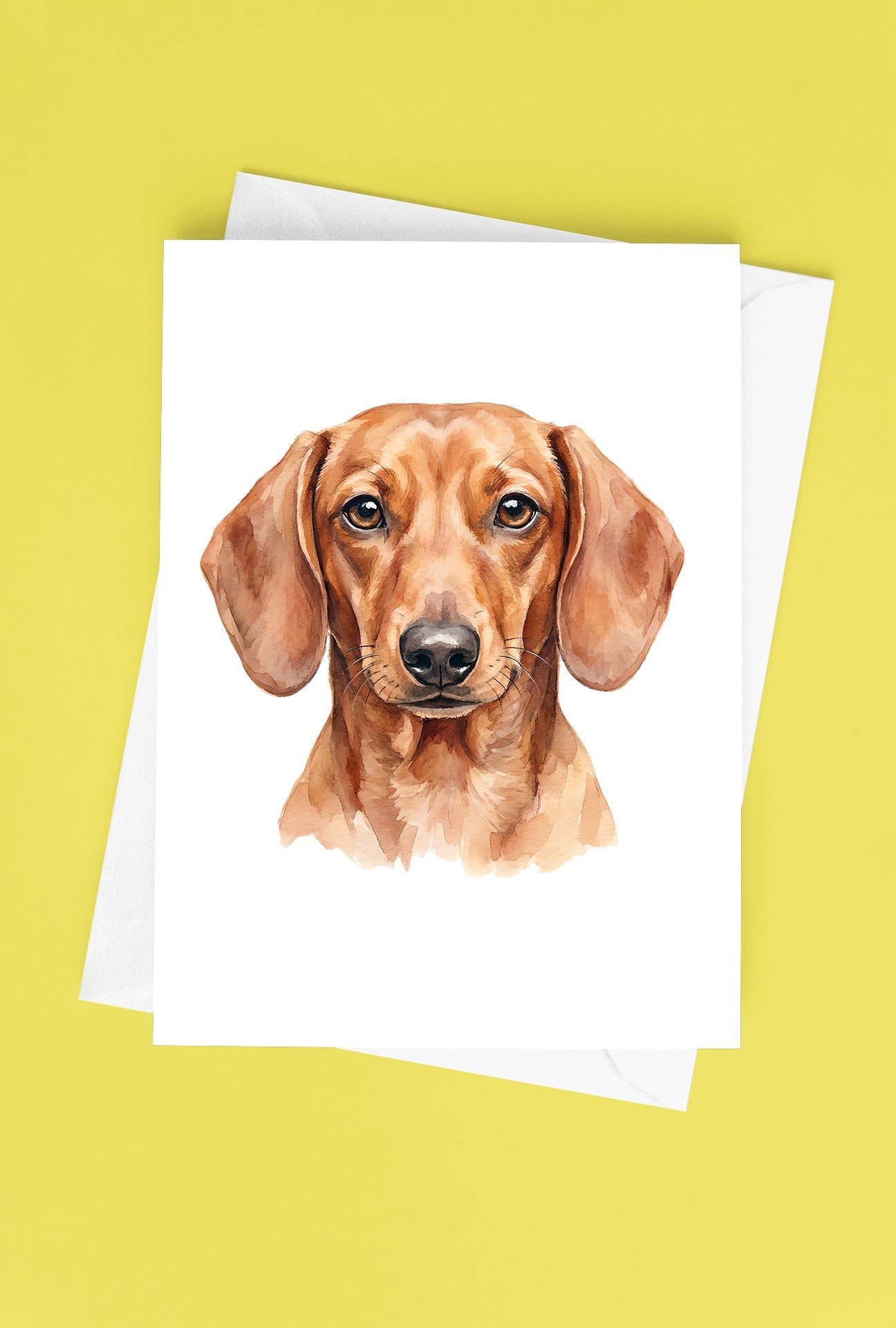 Dachshund Watercolor Print Dog Notecard | 4x6 Blank Inside | Cute Pet Lover Stationery