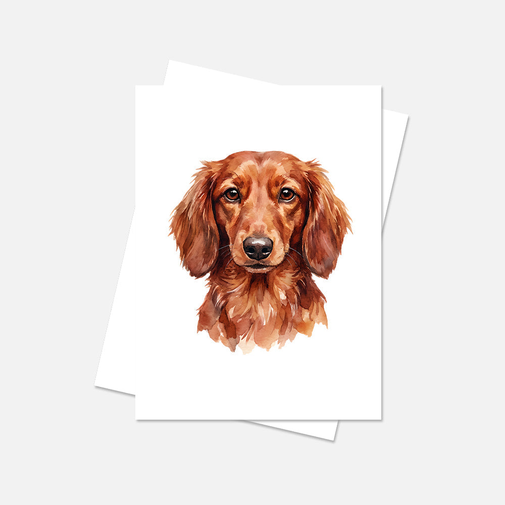 Dachshund Watercolor Print Dog Notecard | 4x6 Blank Inside | Cute Pet Lover Stationery