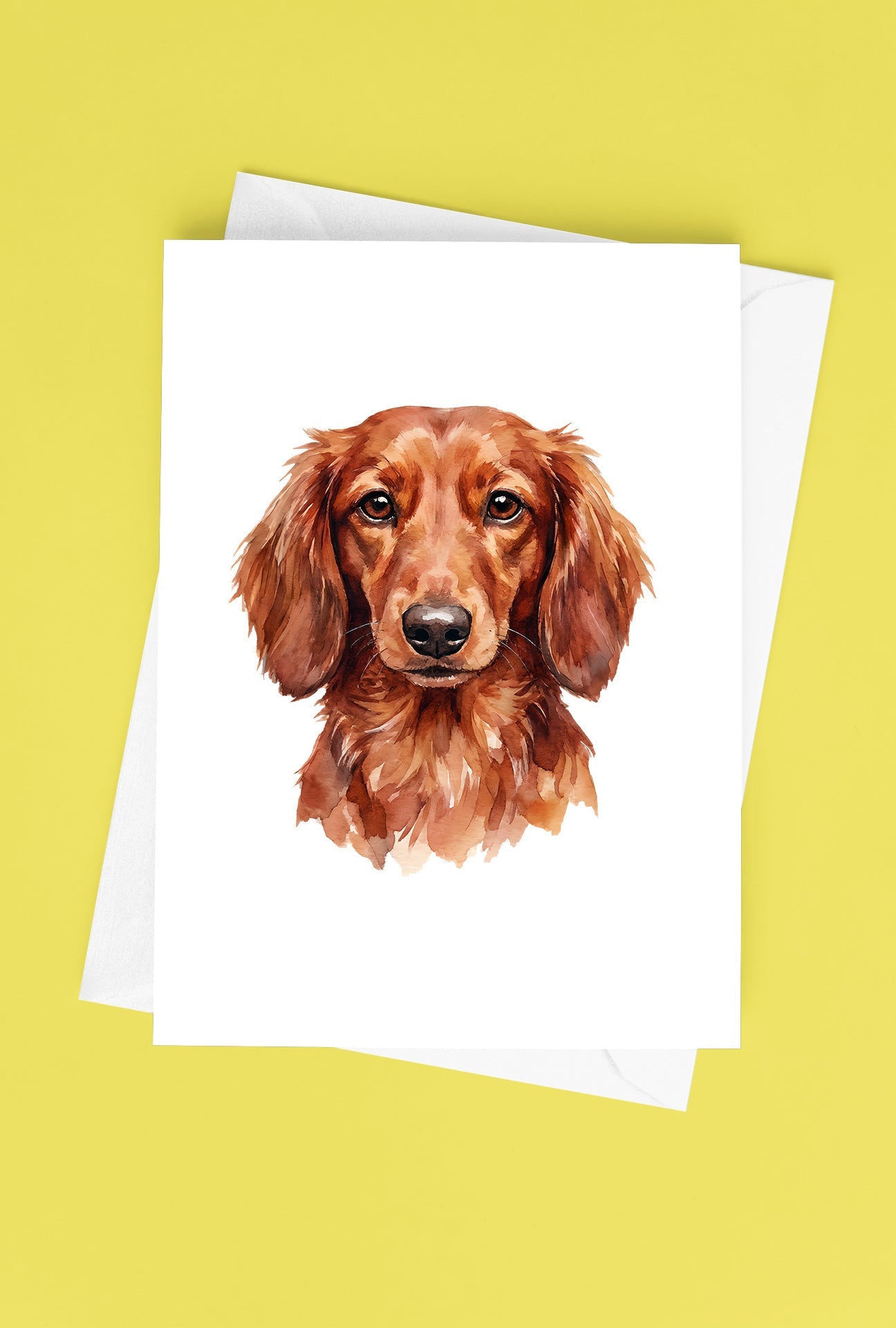Dachshund Watercolor Print Dog Notecard | 4x6 Blank Inside | Cute Pet Lover Stationery