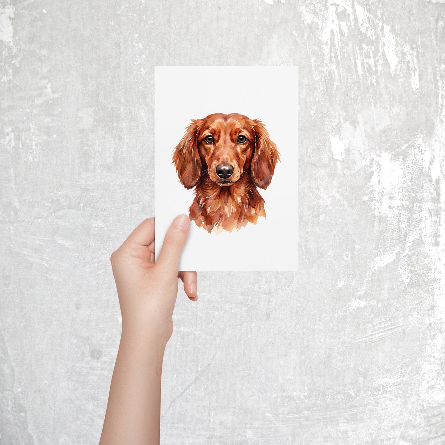 Dachshund Watercolor Print Dog Notecard | 4x6 Blank Inside | Cute Pet Lover Stationery