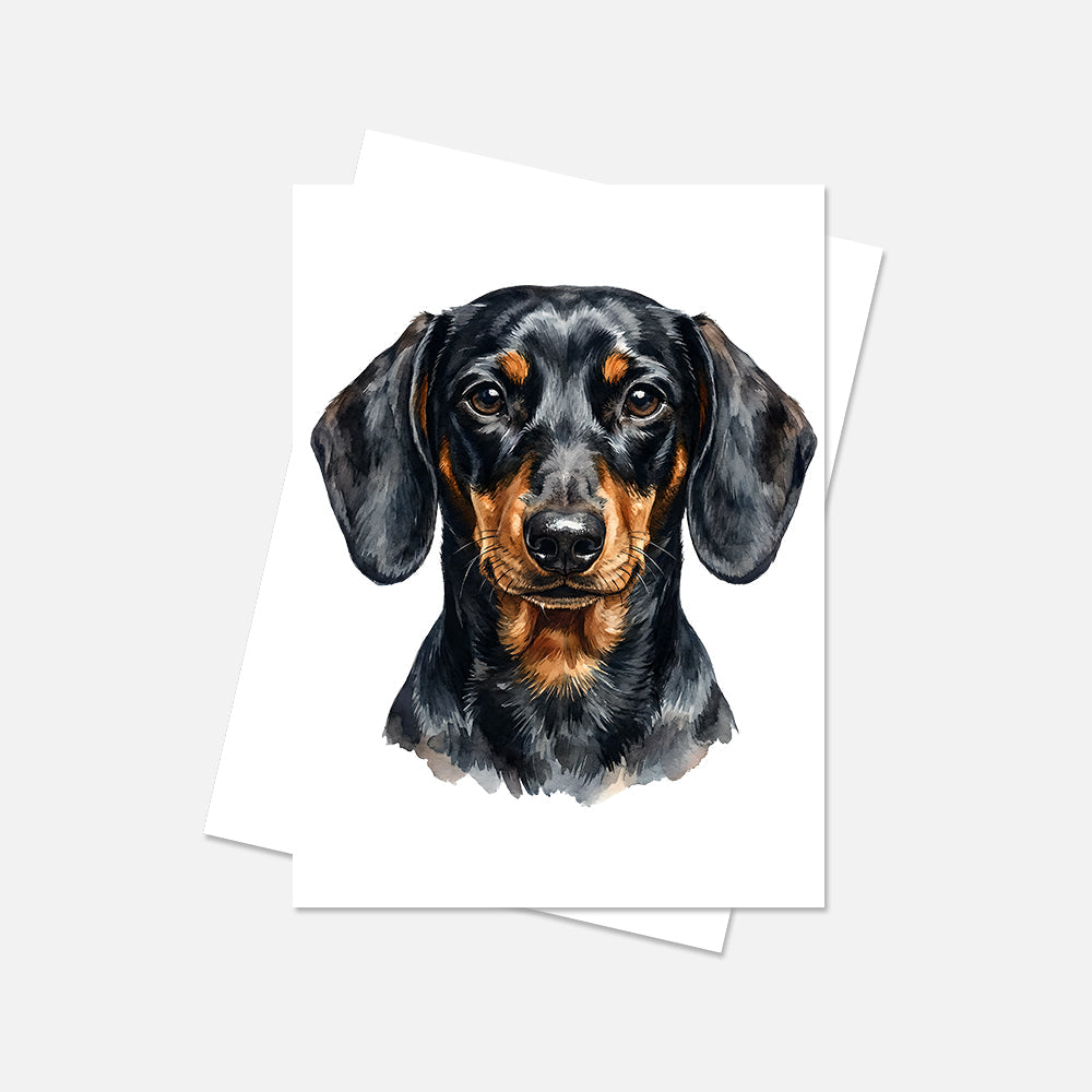 Dachshund Watercolor Print Dog Notecard | 4x6 Blank Inside | Cute Pet Lover Stationery