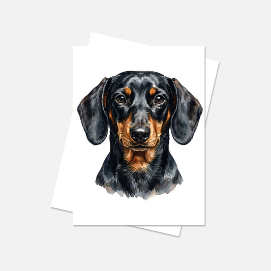 Dachshund Watercolor Print Dog Notecard | 4x6 Blank Inside | Cute Pet Lover Stationery
