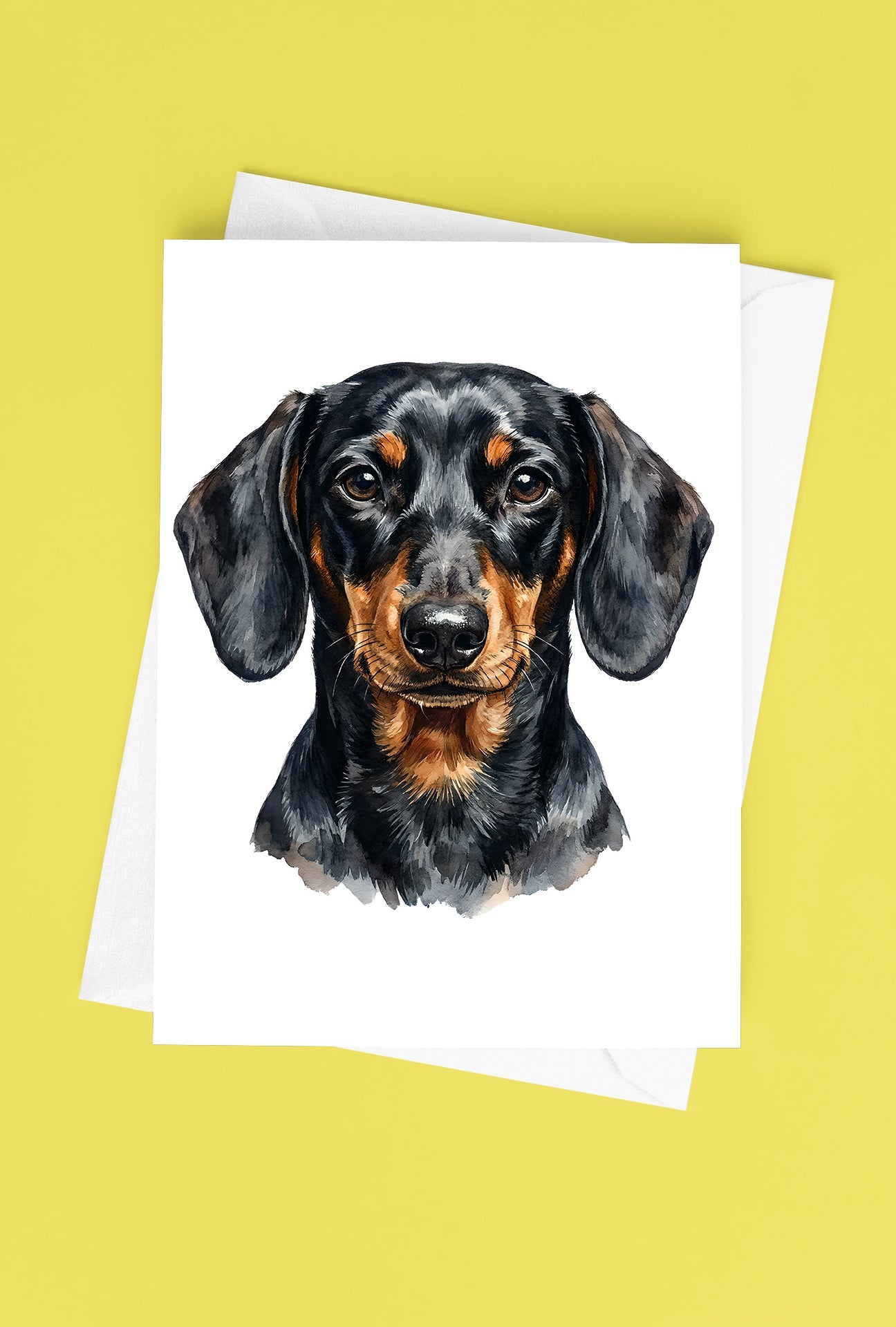 Dachshund Watercolor Print Dog Notecard | 4x6 Blank Inside | Cute Pet Lover Stationery