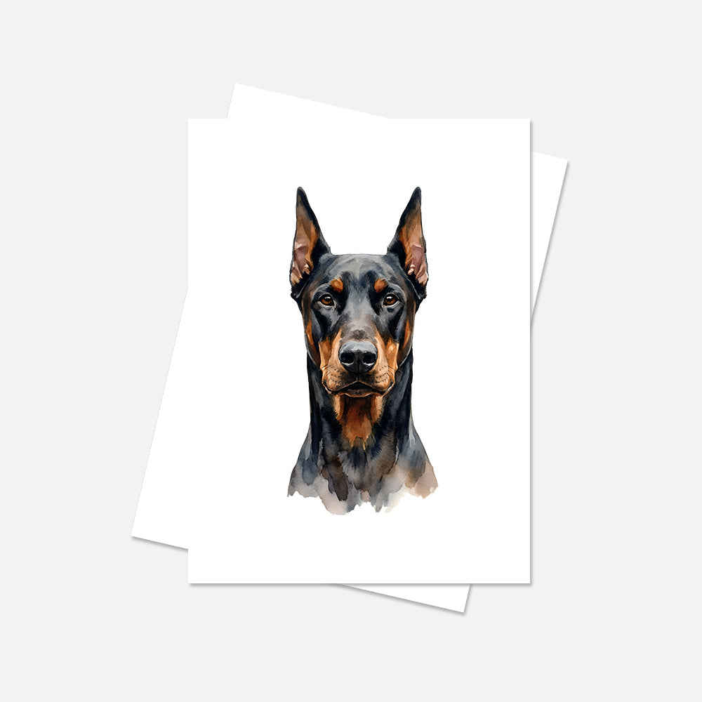 Doberman Watercolor Print Dog Notecard | 4x6 Blank Inside | Cute Pet Lover Stationery
