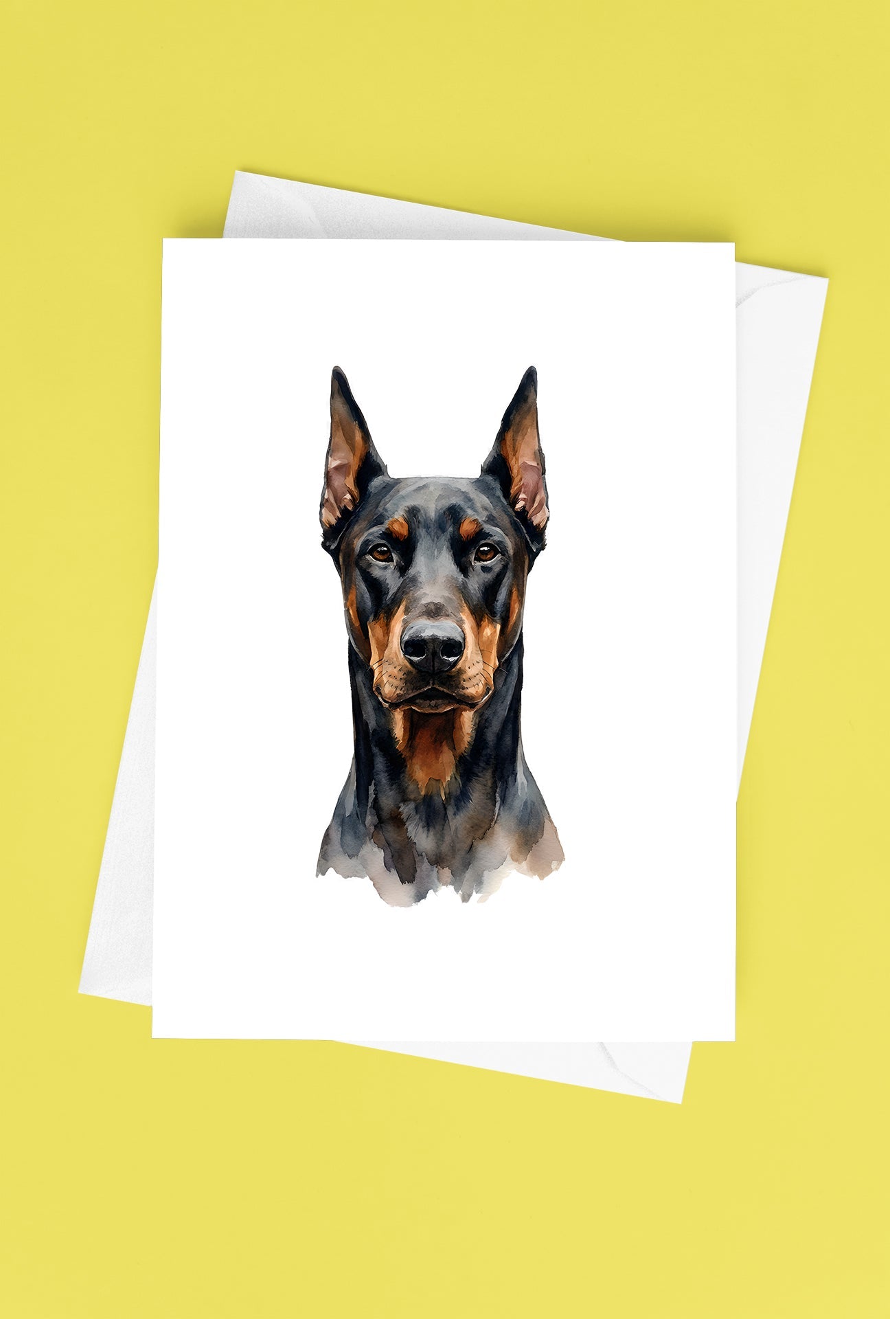 Doberman Watercolor Print Dog Notecard | 4x6 Blank Inside | Cute Pet Lover Stationery