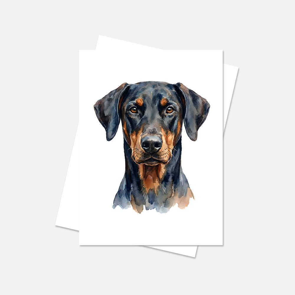 Doberman Watercolor Print Dog Notecard | 4x6 Blank Inside | Cute Pet Lover Stationery