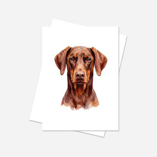 Doberman Watercolor Print Dog Notecard | 4x6 Blank Inside | Cute Pet Lover Stationery