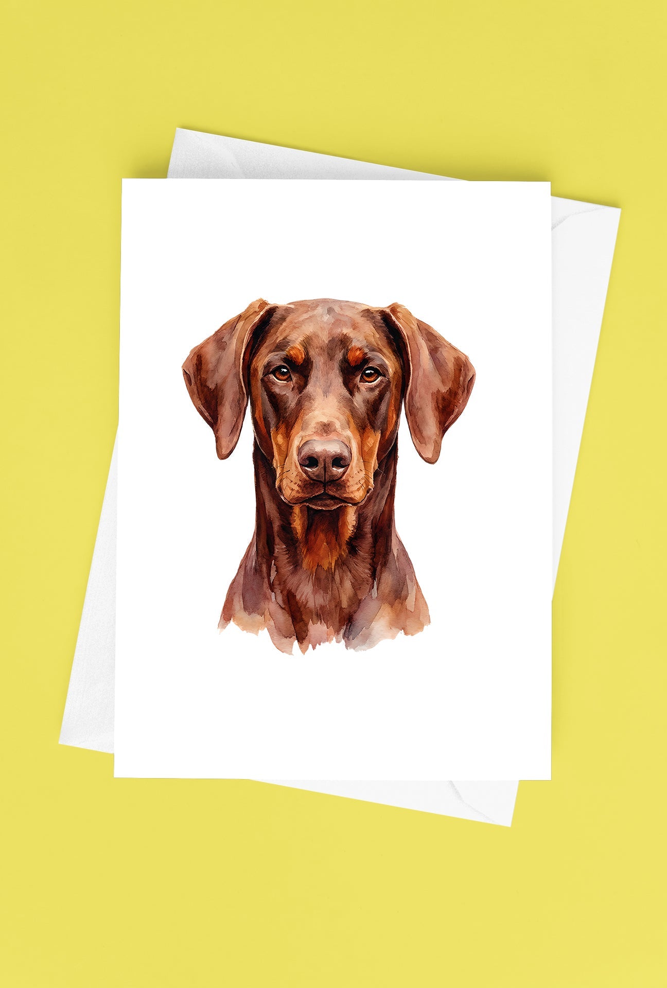 Doberman Watercolor Print Dog Notecard | 4x6 Blank Inside | Cute Pet Lover Stationery
