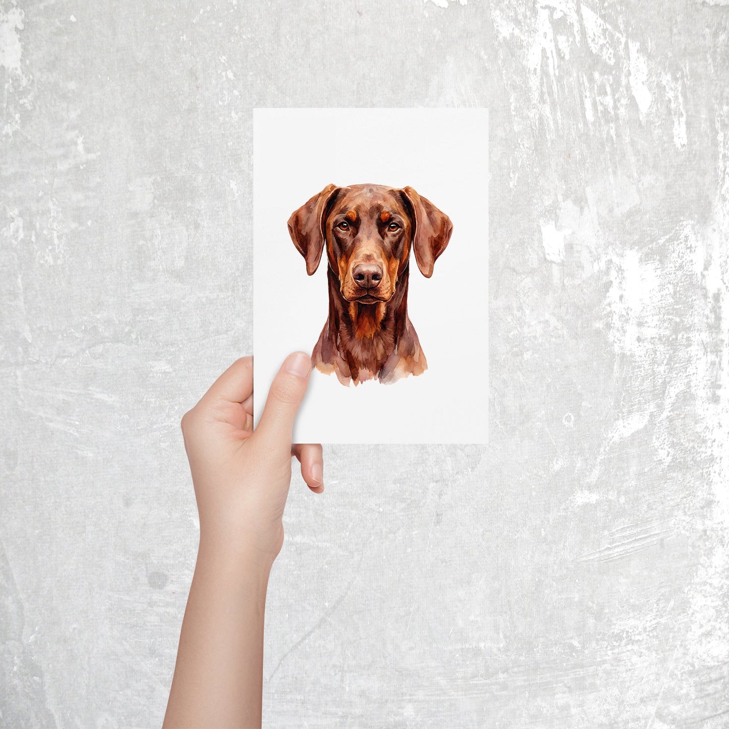 Doberman Watercolor Print Dog Notecard | 4x6 Blank Inside | Cute Pet Lover Stationery