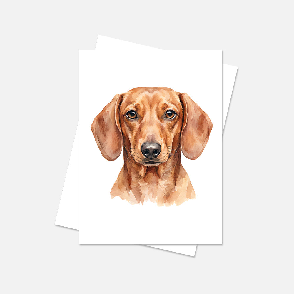 Dachshund Watercolor Print Dog Notecard | 4x6 Blank Inside | Cute Pet Lover Stationery