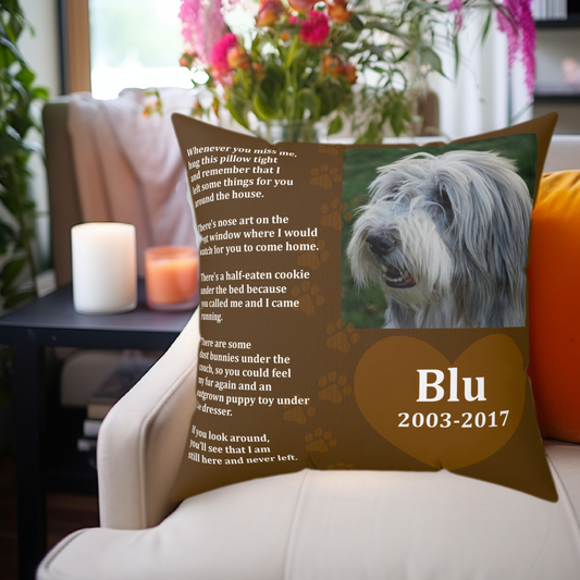 Personalized Dog Lover Memorial Huggable Spun Polyester Square Pillow