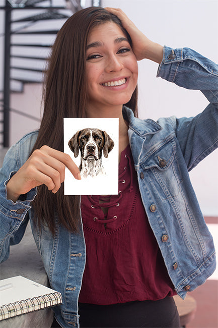 English Pointer Watercolor Print Dog Notecard | 4x6 Blank Inside | Cute Pet Lover Stationery