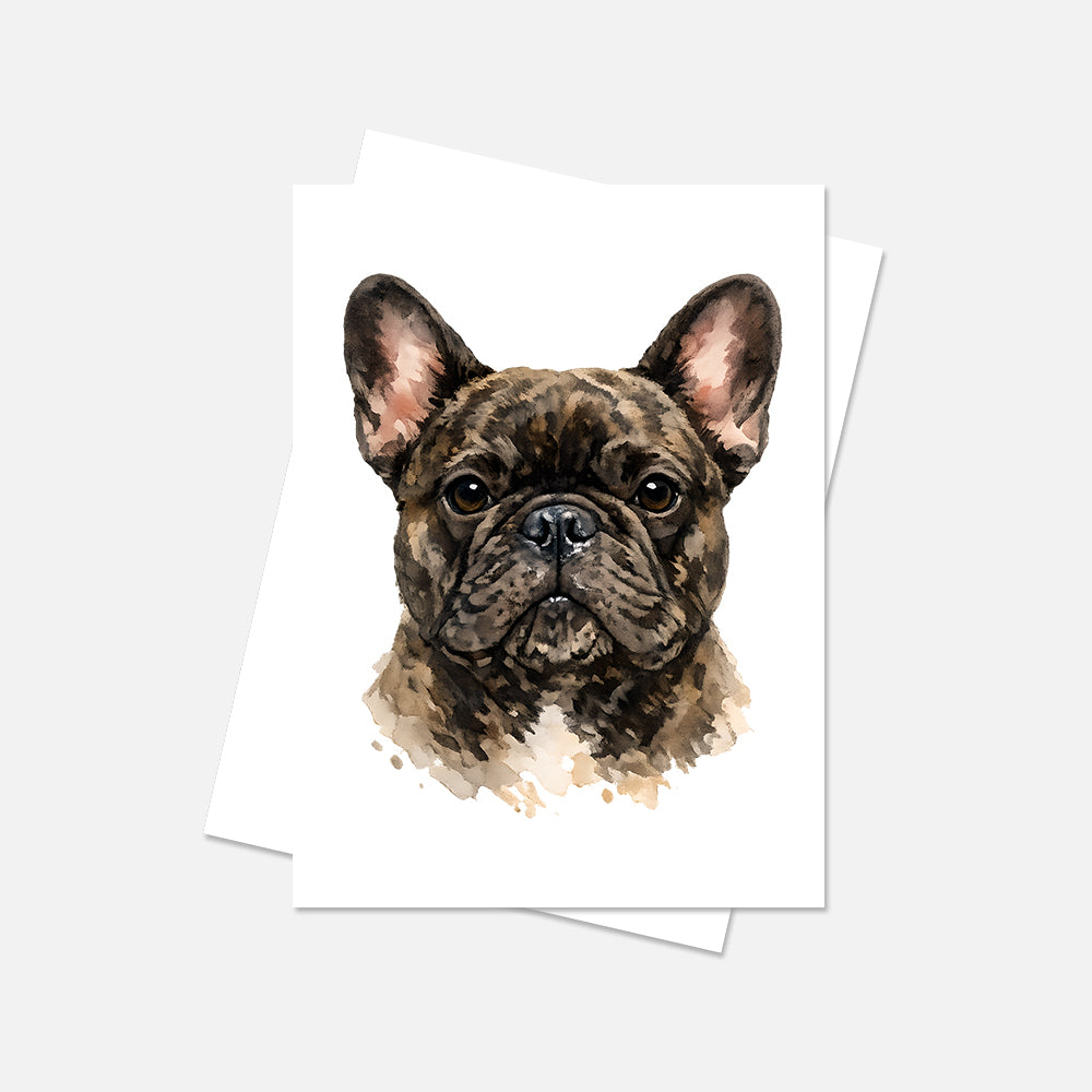 French Bulldog Watercolor Print Dog Notecard | 4x6 Blank Inside | Cute Pet Lover Stationery