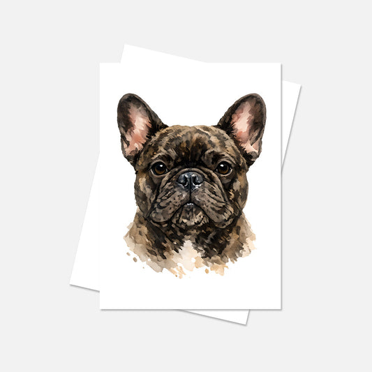 French Bulldog Watercolor Print Dog Notecard | 4x6 Blank Inside | Cute Pet Lover Stationery