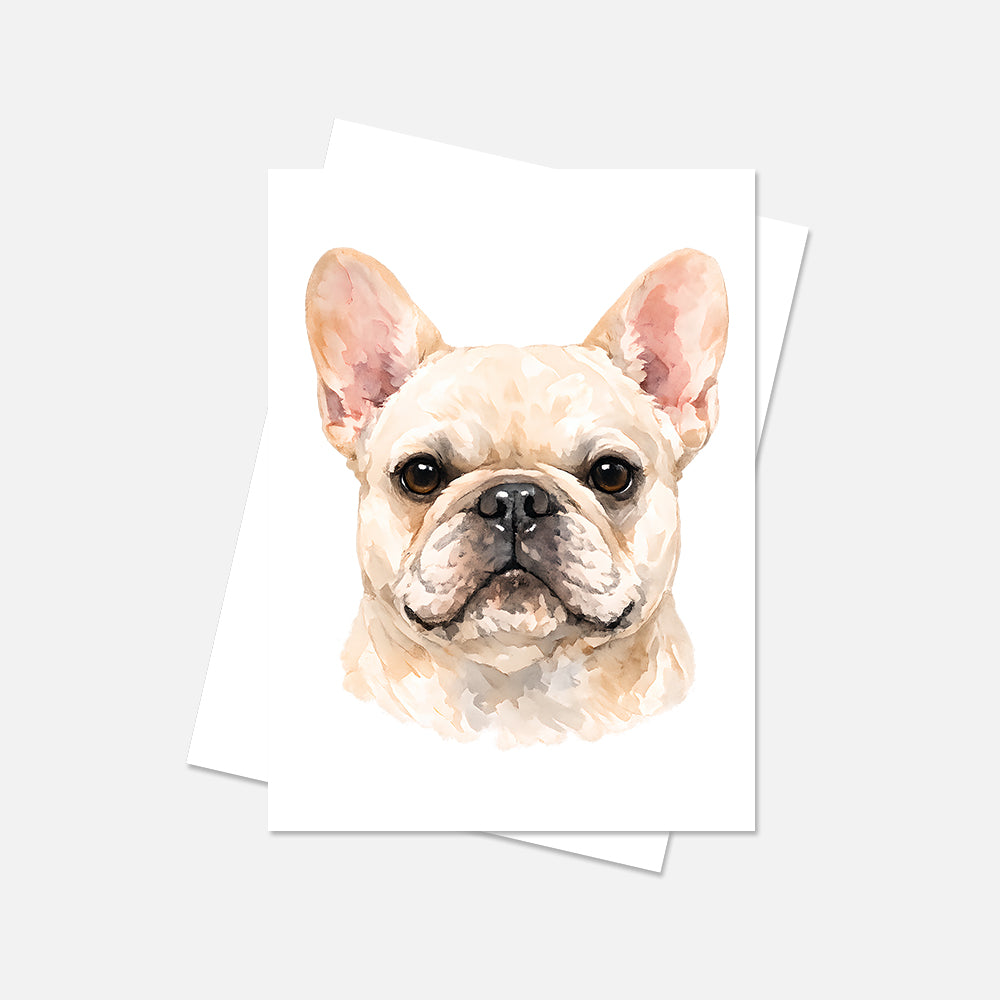 French Bulldog Watercolor Print Dog Notecard | 4x6 Blank Inside | Cute Pet Lover Stationery