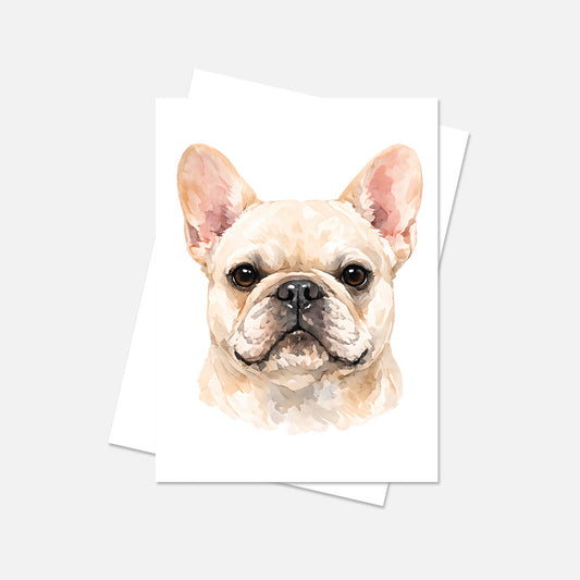 French Bulldog Watercolor Print Dog Notecard | 4x6 Blank Inside | Cute Pet Lover Stationery