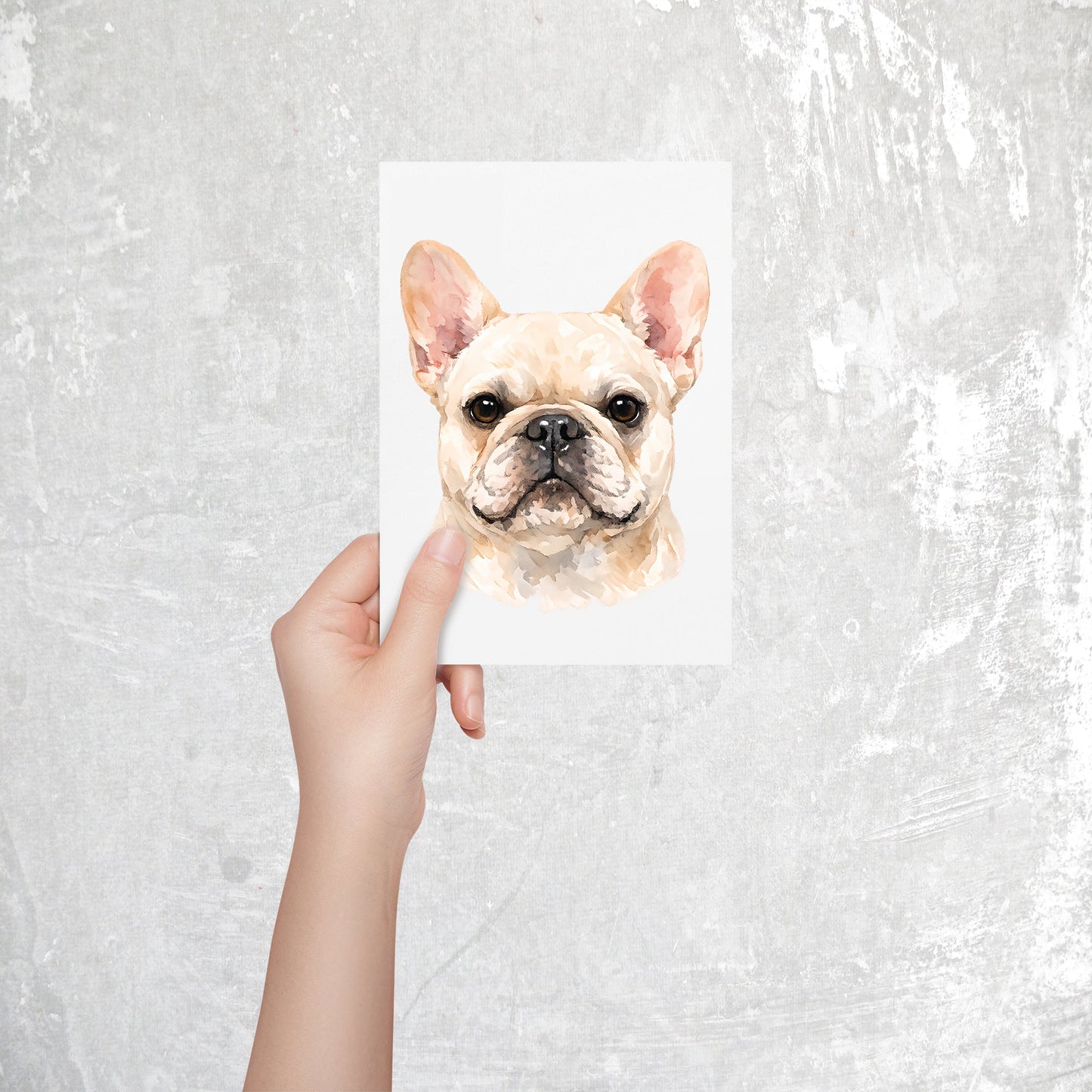 French Bulldog Watercolor Print Dog Notecard | 4x6 Blank Inside | Cute Pet Lover Stationery