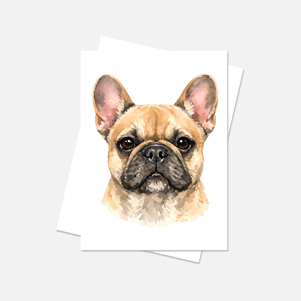 French Bulldog Watercolor Print Dog Notecard | 4x6 Blank Inside | Cute Pet Lover Stationery