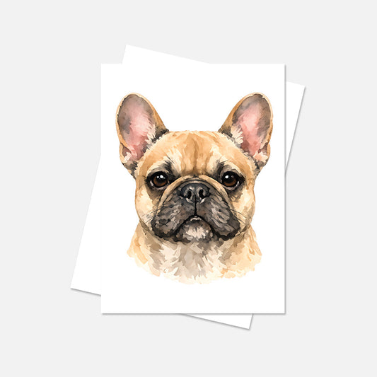 French Bulldog Watercolor Print Dog Notecard | 4x6 Blank Inside | Cute Pet Lover Stationery