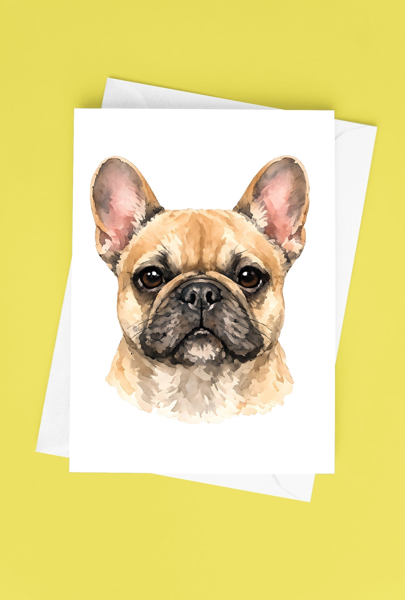 French Bulldog Watercolor Print Dog Notecard | 4x6 Blank Inside | Cute Pet Lover Stationery