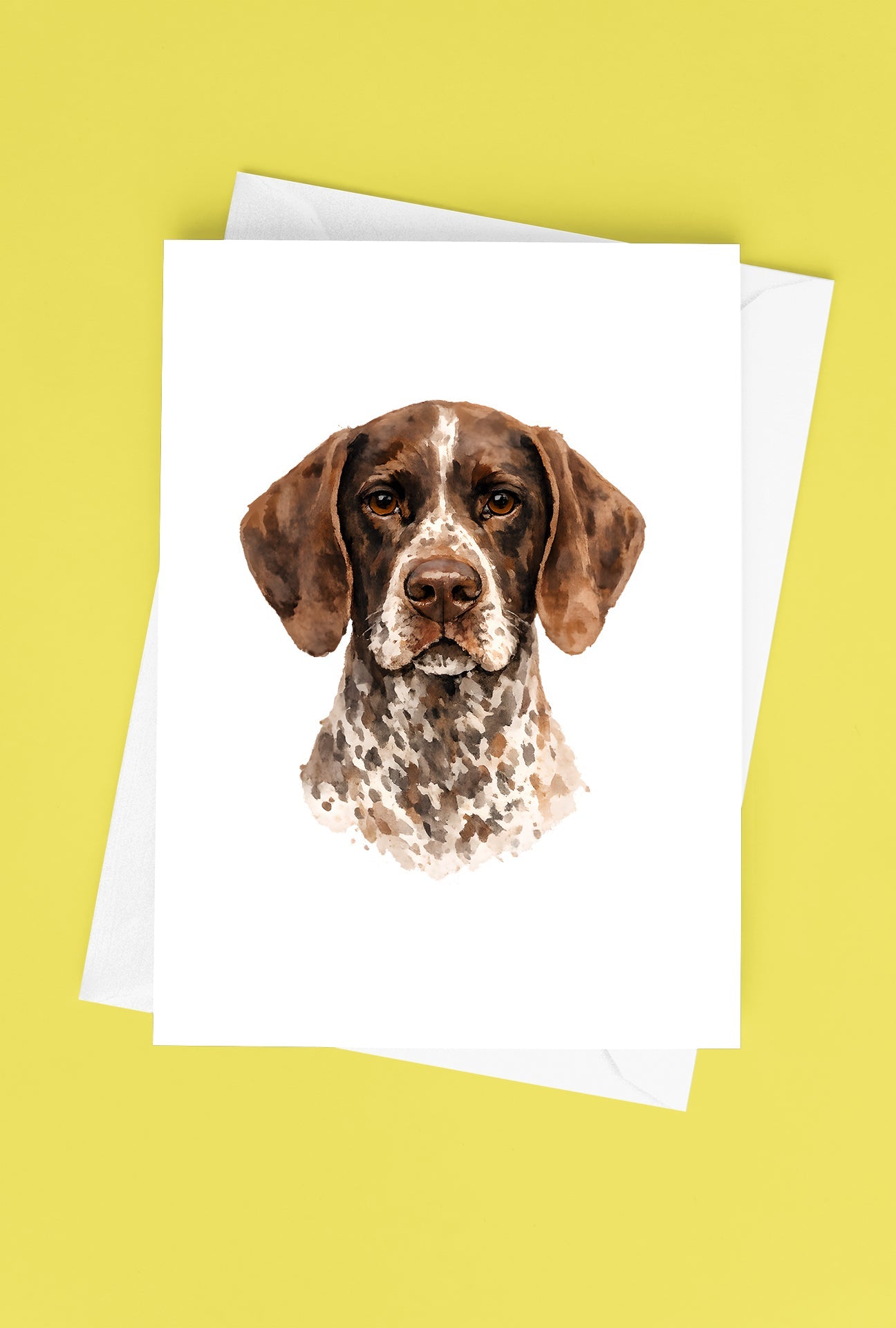 German Shorthair Pointer Watercolor Print Dog Notecard | 4x6 Blank Inside | Cute Pet Lover Stationery