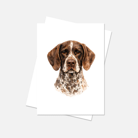 German Shorthair Pointer Watercolor Print Dog Notecard | 4x6 Blank Inside | Cute Pet Lover Stationery