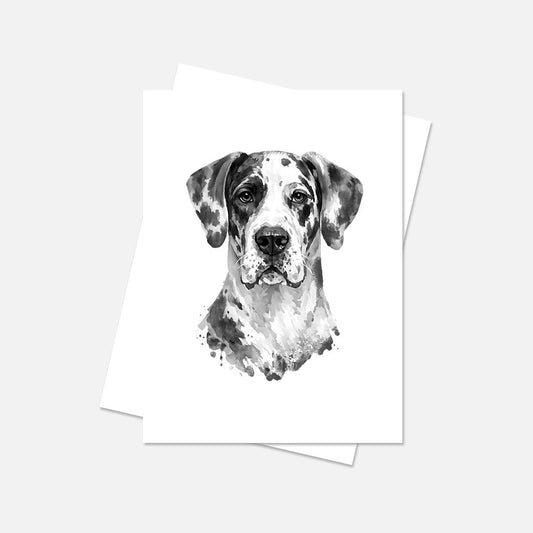 Great Dane Pointer Watercolor Print Dog Notecard | 4x6 Blank Inside | Cute Pet Lover Stationery