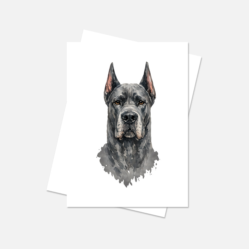 Great Dane Pointer Watercolor Print Dog Notecard | 4x6 Blank Inside | Cute Pet Lover Stationery