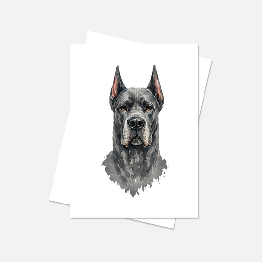 Great Dane Pointer Watercolor Print Dog Notecard | 4x6 Blank Inside | Cute Pet Lover Stationery