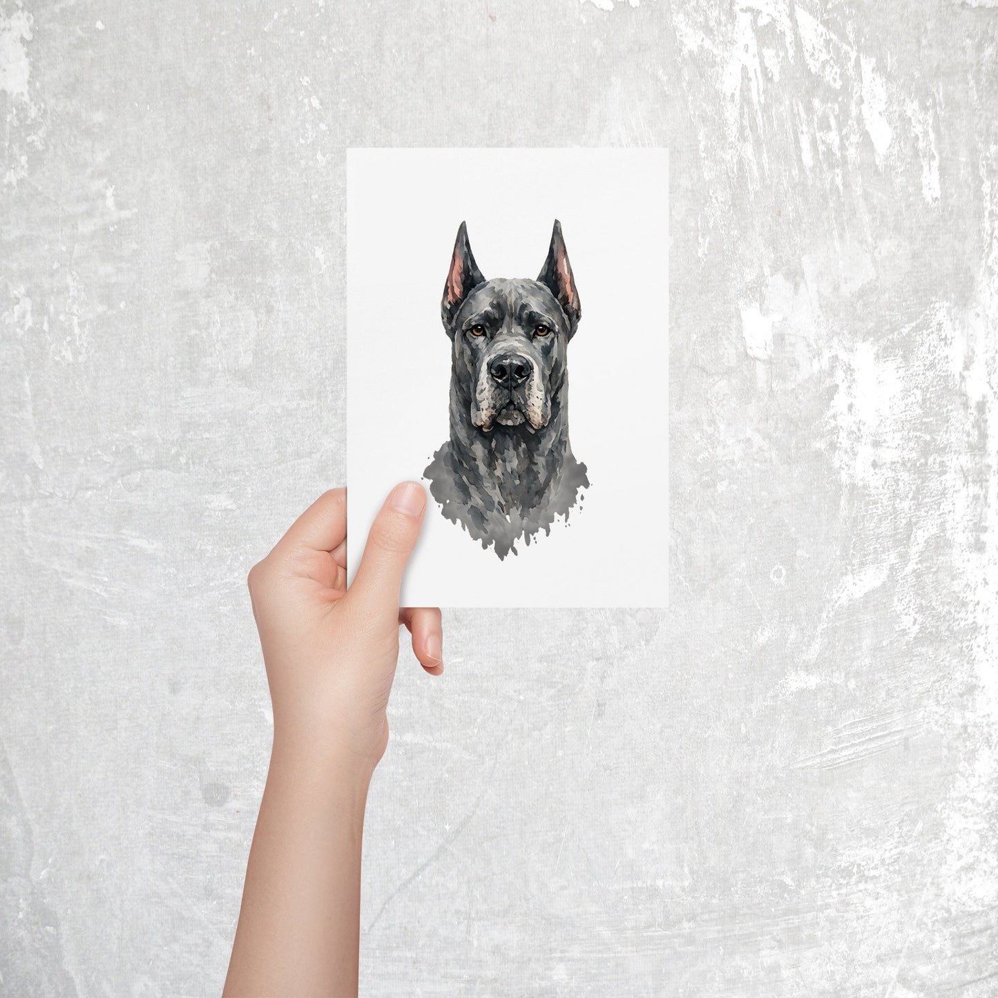 Great Dane Pointer Watercolor Print Dog Notecard | 4x6 Blank Inside | Cute Pet Lover Stationery