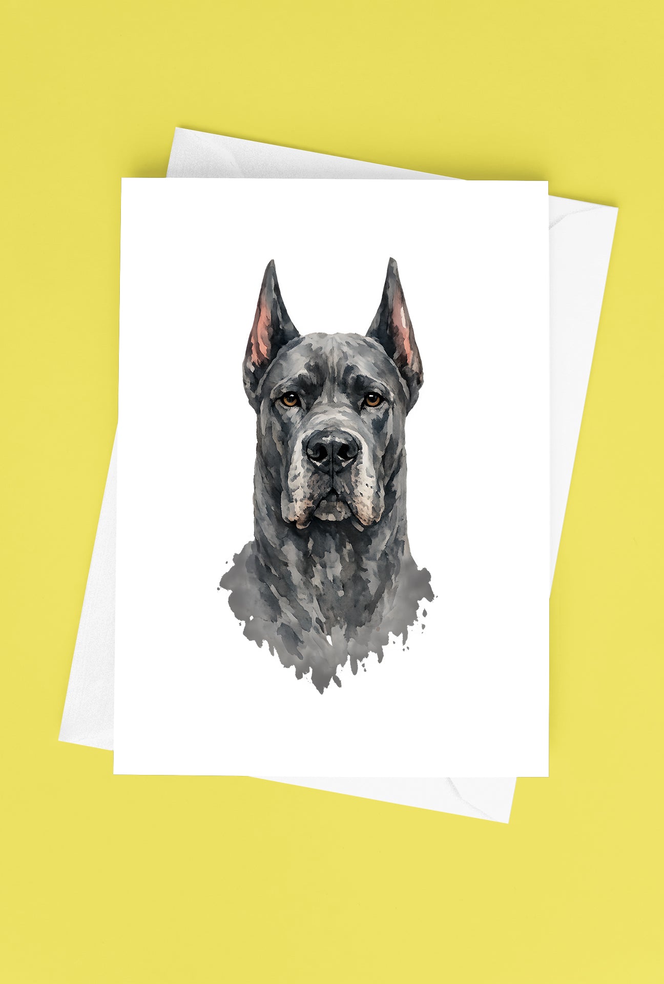 Great Dane Pointer Watercolor Print Dog Notecard | 4x6 Blank Inside | Cute Pet Lover Stationery