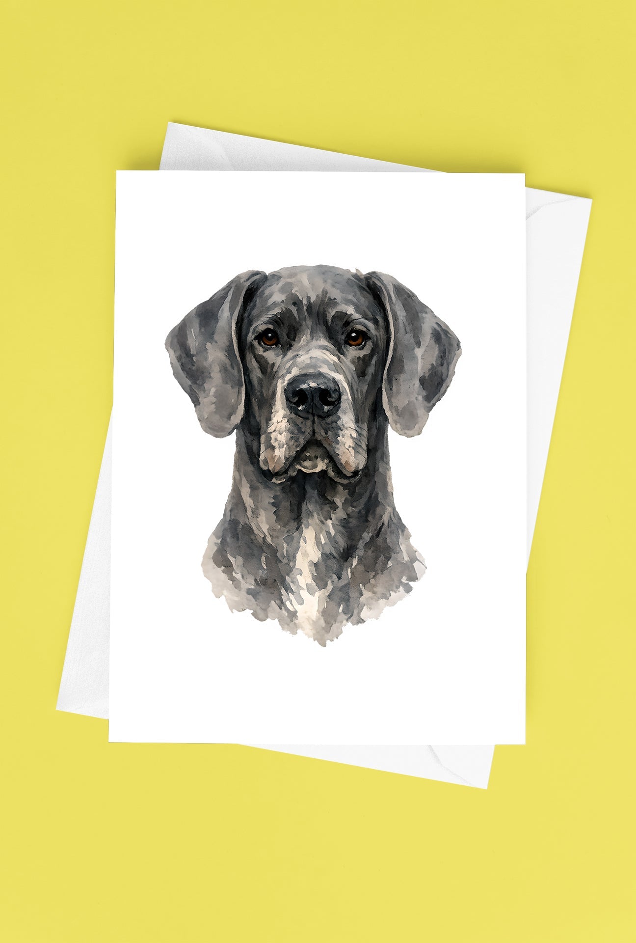 Great Dane Pointer Watercolor Print Dog Notecard | 4x6 Blank Inside | Cute Pet Lover Stationery