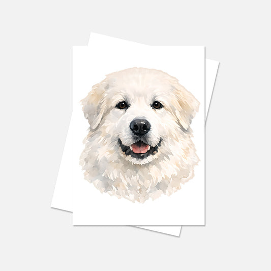 Great Pyrenees Watercolor Print Dog Notecard | 4x6 Blank Inside | Cute Pet Lover Stationery