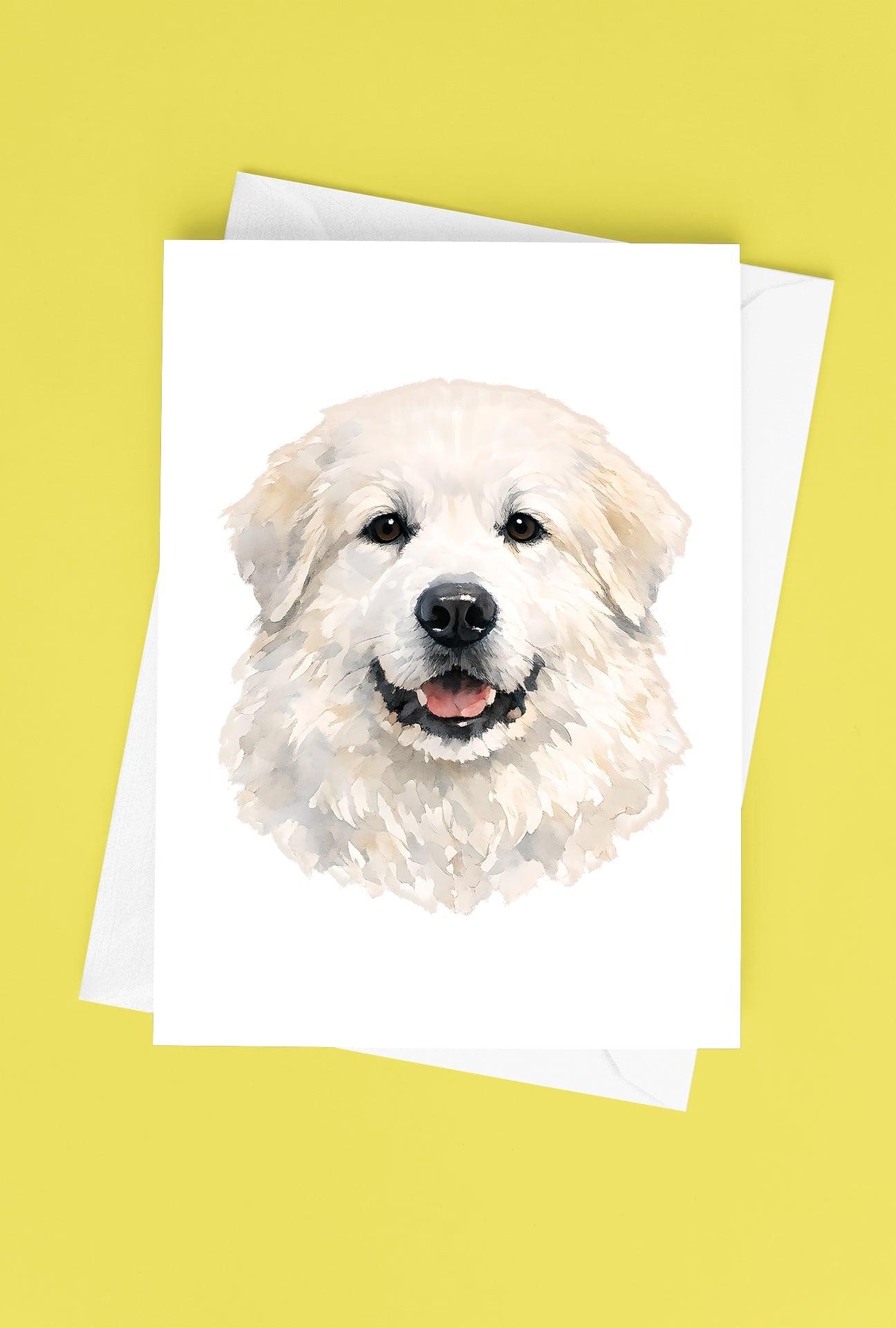 Great Pyrenees Watercolor Print Dog Notecard | 4x6 Blank Inside | Cute Pet Lover Stationery