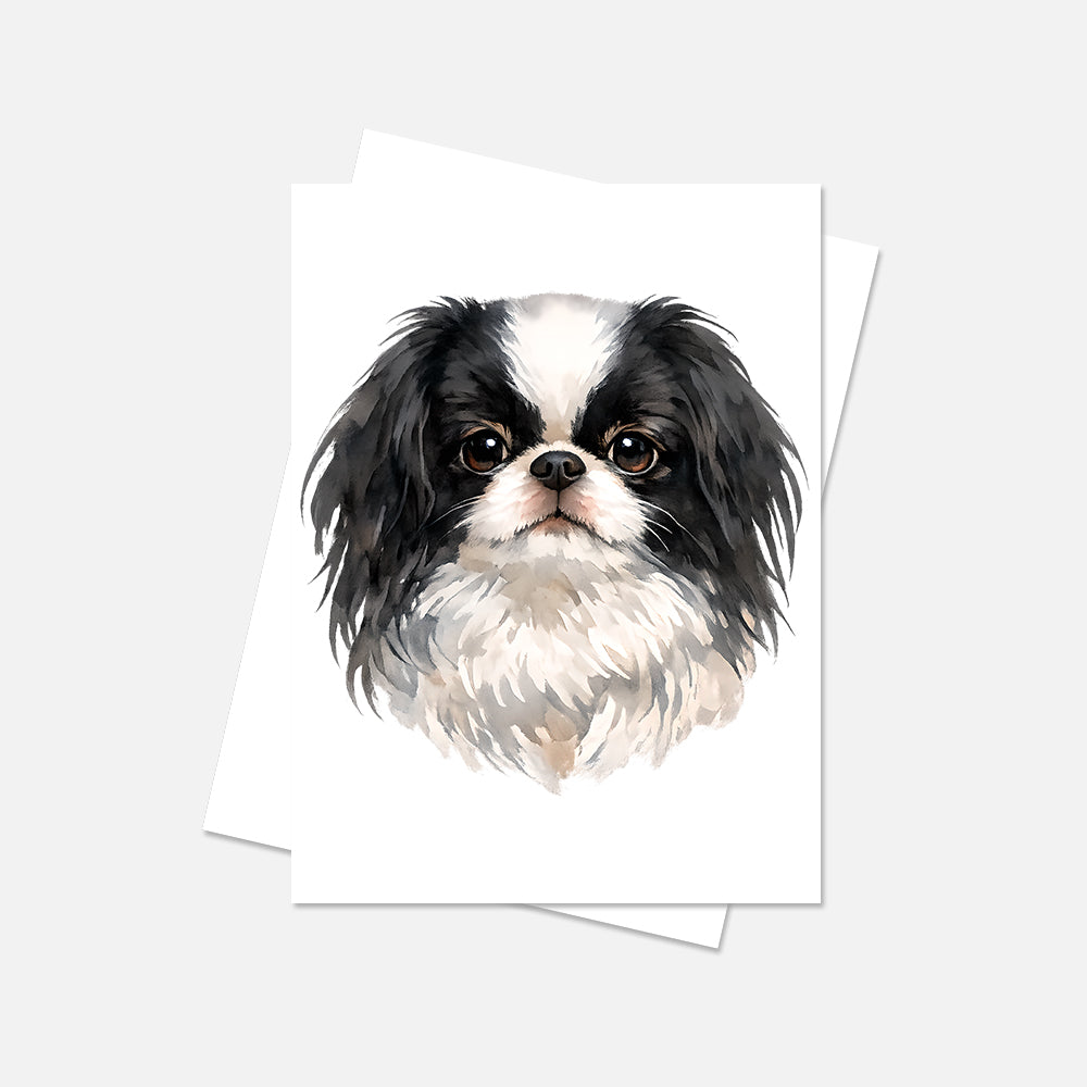 Japanese Chin Watercolor Print Dog Notecard | 4x6 Blank Inside | Cute Pet Lover Stationery