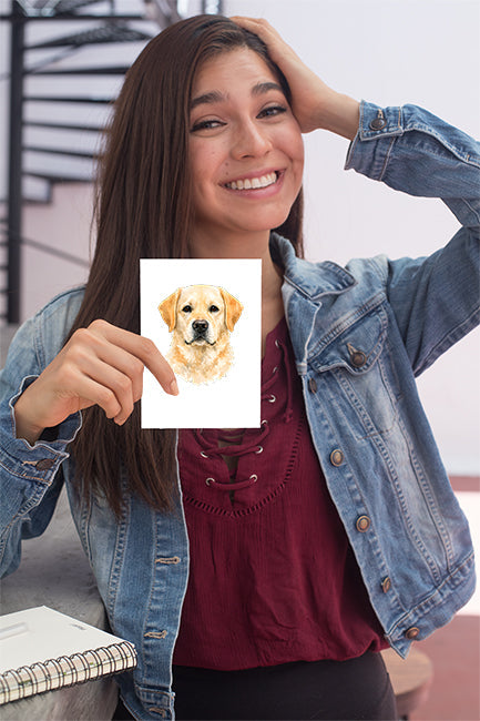 Labrador Watercolor Print Dog Notecard | 4x6 Blank Inside | Cute Pet Lover Stationery