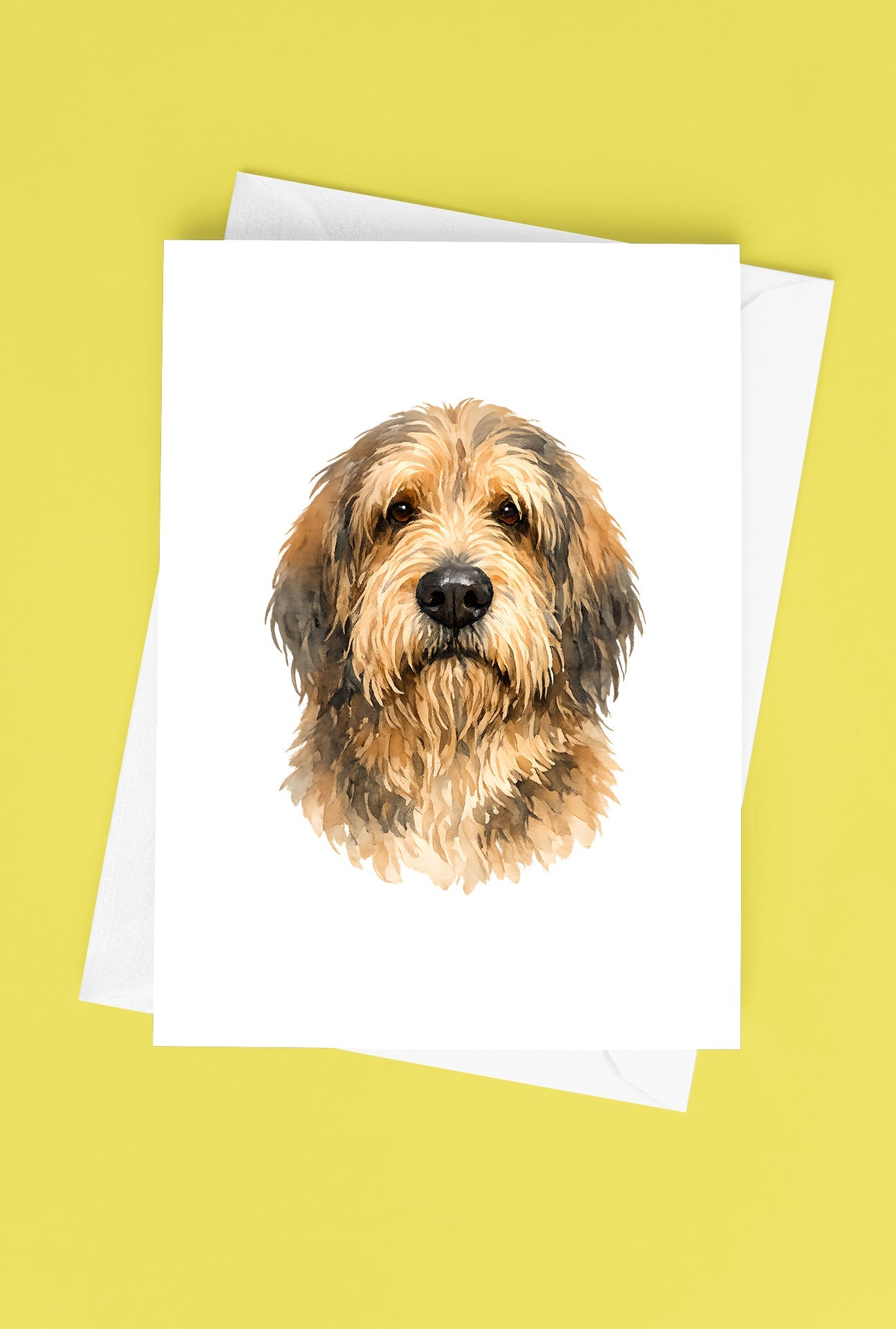 Otterhound Watercolor Print Dog Notecard | 4x6 Blank Inside | Cute Pet Lover Stationery