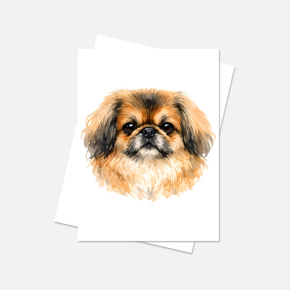 Pekinese Watercolor Print Dog Notecard | 4x6 Blank Inside | Cute Pet Lover Stationery