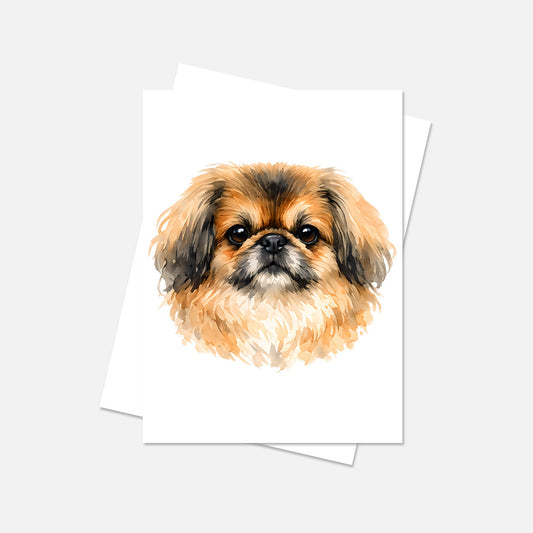 Pekinese Watercolor Print Dog Notecard | 4x6 Blank Inside | Cute Pet Lover Stationery