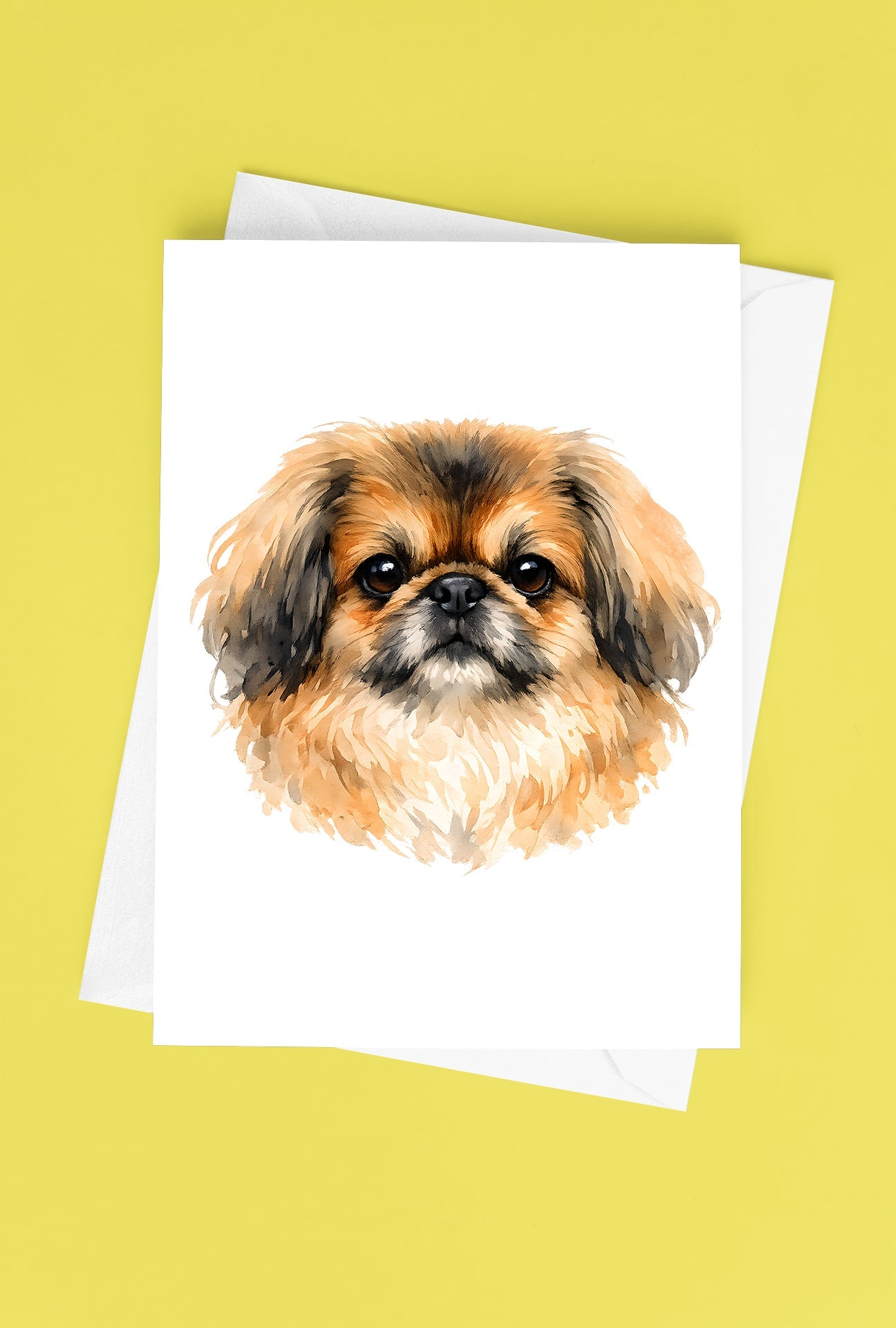 Pekinese Watercolor Print Dog Notecard | 4x6 Blank Inside | Cute Pet Lover Stationery