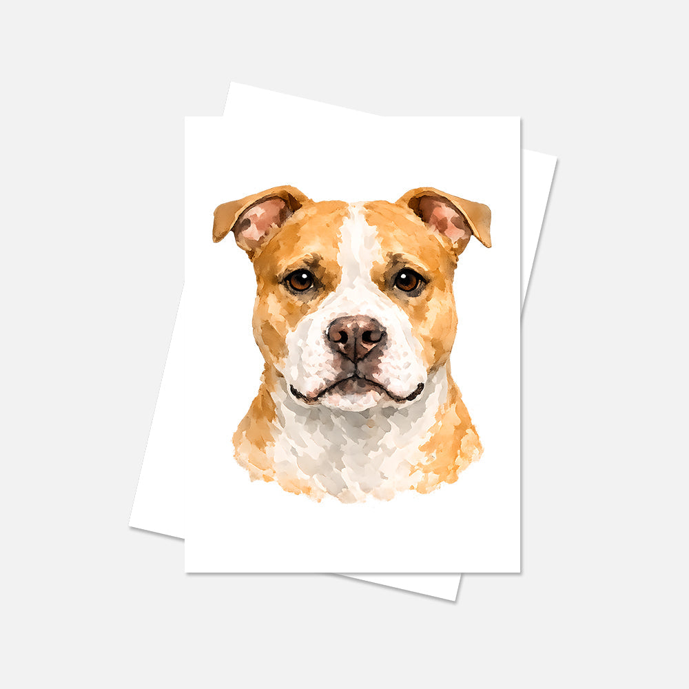 Pitbull Watercolor Print Dog Notecard | 4x6 Blank Inside | Cute Pet Lover Stationery