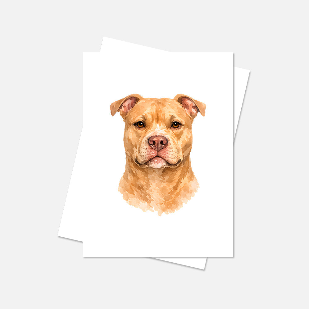 Pitbull Watercolor Print Dog Notecard | 4x6 Blank Inside | Cute Pet Lover Stationery