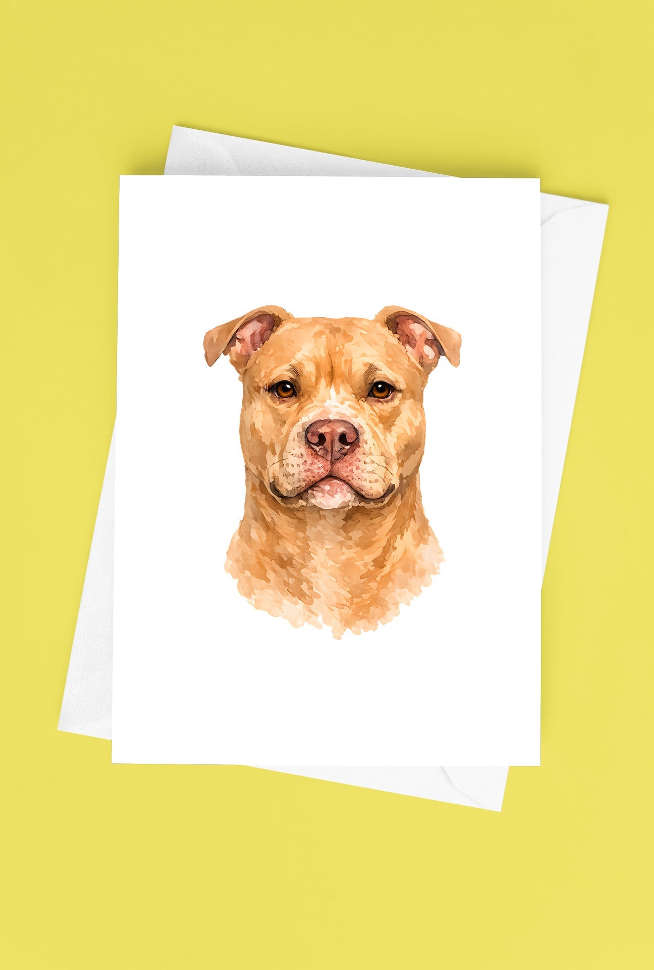 Pitbull Watercolor Print Dog Notecard | 4x6 Blank Inside | Cute Pet Lover Stationery