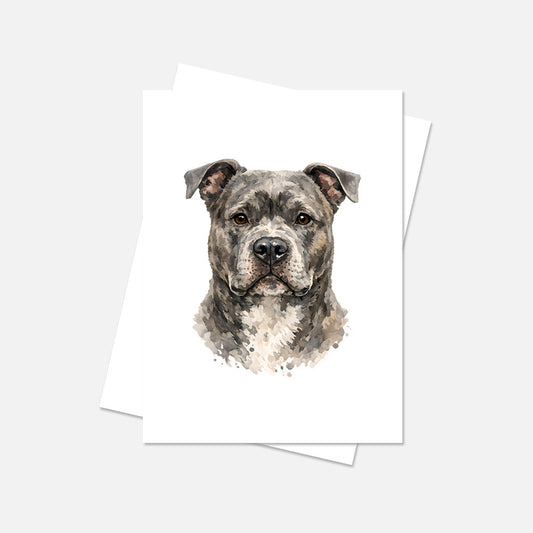 Pitbull Watercolor Print Dog Notecard | 4x6 Blank Inside | Cute Pet Lover Stationery