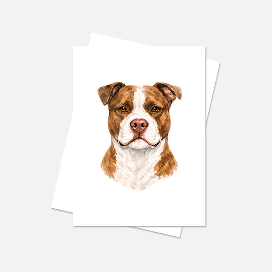Pitbull Watercolor Print Dog Notecard | 4x6 Blank Inside | Cute Pet Lover Stationery